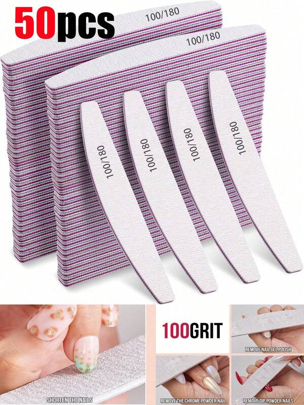 50 lixas de unha, lixas de unha dupla face, ferramentas profissionais para cuidados com as unhas para modelagem, polimento e polimento faça você mesmo, adequadas para unhas das mãos e dos pés, ideais para uso doméstico e em salão, suprimentos para nail art