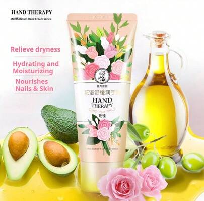 Mentholatum Crema de manos calmante Flower Language - Rosa 50 g. Hidratación duradera. Elegante aroma floral. Crema de manos hidratante con aceite esencial para hombres y mujeres.