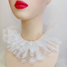 1pc Vintage Lace Ruffled Multi-Layer Detachable Collar Victorian Edwardian White Costume Neck Collar Unisex - Retro - View 5
