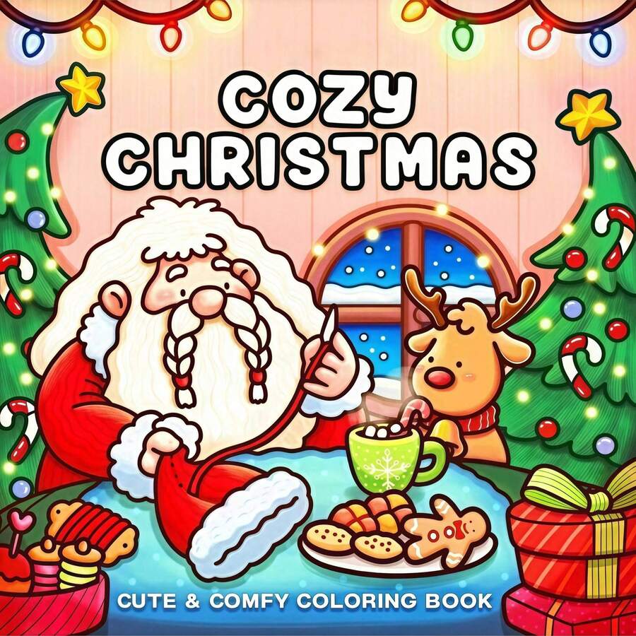 [Christmas Gift] 1 Cozy Christmas Cocoa Themed Coloring Book, Suitable For Adults And Children, Bold And Easy-To-Use Patterns, Simple And Elegant Design To Help You Relax. Can Also Be Used As A Christmas, Halloween, Birthday, Children's Day Gift, Student Supplies, Back-To-School Supplies, Or School Supplies.