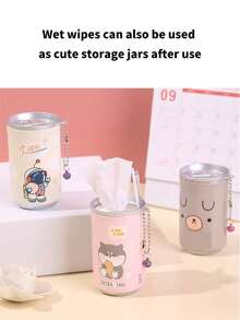 3 szt. chusteczek nawilżanych w kształcie puszki z kreskówką – urocze, przenośne, miniaturowe chusteczki nawilżane, wzór puszki na napój z zawieszką | Miękkie i delikatne, do rąk i ust, do użytku w podróży/na zewnątrz/w samochodzie