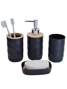 2024新款设计，7件套豪华浴室配件套装，包含皂液器、皂碟、马桶刷架、牙刷架、棉签盒、漱口杯，圣诞节礼物套装、生日礼物套装、乔迁礼物套装、节日礼物套装（白色、黑色和灰色），家居浴室装饰、秋季装饰、返校礼物 - 彩色 - 查看 22