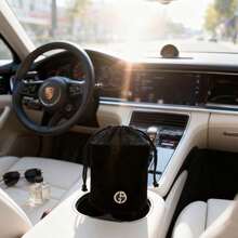 Armani Schwarze Samt-Kordelzug-Beuteltasche - Luxuriöse große runde Kosmetiktasche, perfekt für Makeup-Pinsel, Schmuck und Reiseutensilien, kann Handy aufnehmen, Multifunktionale Tasche: Ideal für den täglichen Gebrauch, Reisen, Arbeit und Schule - perfektes Geschenk für Feiertage, Geburtstag und Jahrestag