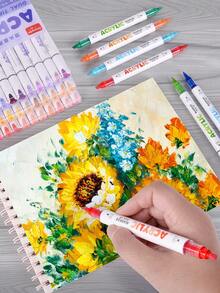 GuangNa 12/72/240colour Dual-Tip Acrylic Markers For Rock Painting, Ceramics, Wood, Plastic, Calligraphy, Card Making - Multicolor - View 3