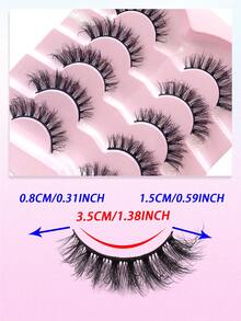 ENCHUW 5 Pairs False Lashes Soft Lashes Thick Eye Lashes False Eyelashes Natural Look Cat Eye Lashes Wispy Fake Eyelashes Fluffy Natural Eye Lashes - Black - View 2