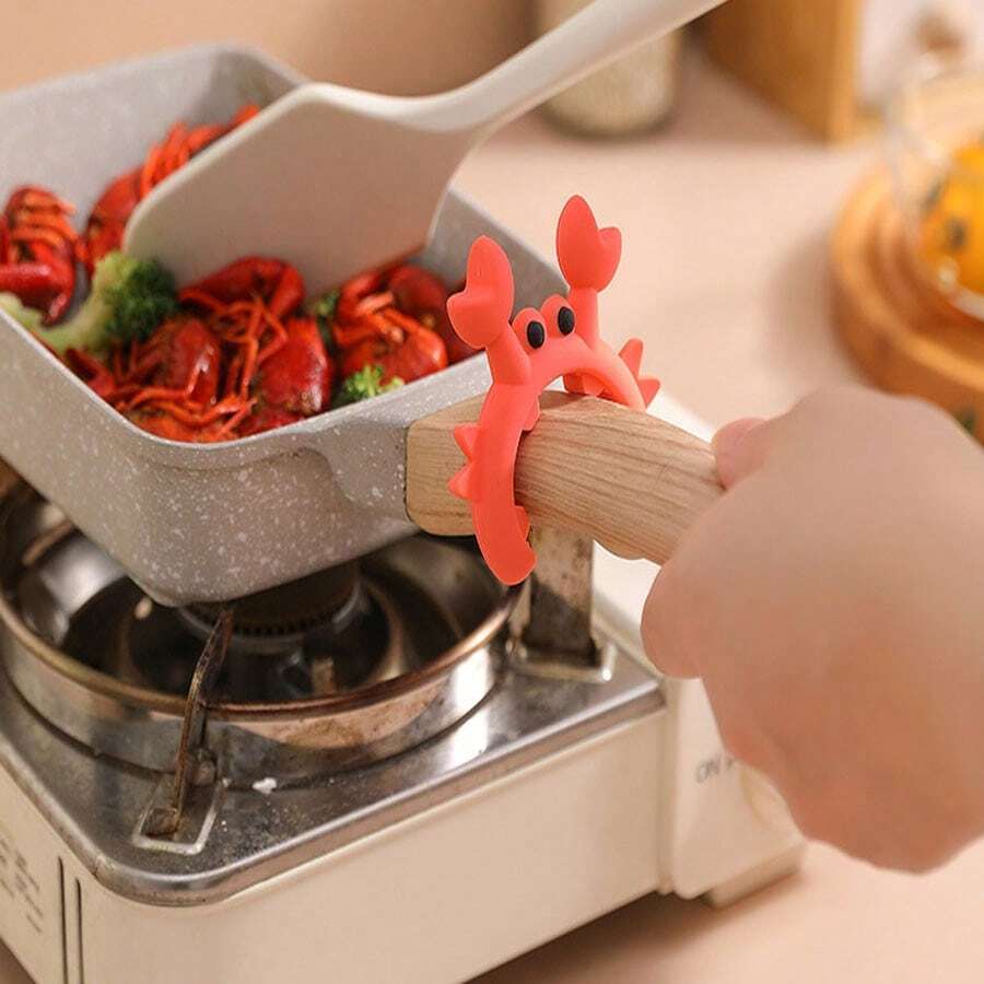 1个时尚创意螃蟹锅柄支架，家用厨房炉灶勺托