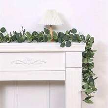 1/2pcs Artificial Eucalyptus Leaf Vine Decor, Faux Eucalyptus Leaves Garland For Wedding, Party, Table, Indoor/Outdoor Decoration - Army Green - View 2