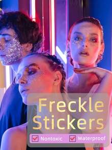 6 tờ nhãn dán tàn nhang ngày lễ tình nhân, tem môi hình trái tim lấp lánh bằng laser, hình xăm tàn nhang tạm thời cho các quý cô trong ngày lễ tình nhân - Nhiều màu - Xem 10