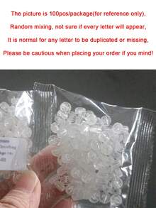 100 件白色半透明亚克力椭圆形随机字母珠，用于制作珠宝 DIY 项链手链（7x4 毫米） - 白色 - 查看 5