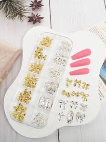 Conjunto de 60 Peças de Fitas de Laço Joia de Unhas, Incluindo uma Variedade de Laços, Asas de Anjo, Ornamentos em Forma de Cruz e Outras Cores Mistas, Adequado para Design de Unhas em Vários Formatos, Ornamentos de Laço de Fita Francesa Kawaii Aesthetic, Acessórios de Decoração de Arte de Unhas