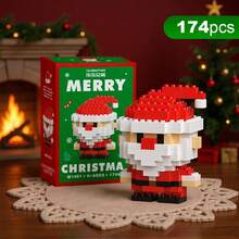 4 合 1 748 件圣诞老人设计积木套装、圣诞主题积木饰品、迷你积木、DIY 圣诞袜填充物、圣诞新年生日礼物、派对礼物 - 彩色 - 查看 26