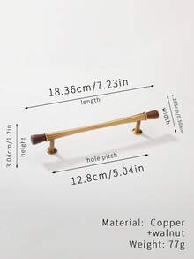 1pc Walnut Wood & Brass Vintage Bronze Cabinet Door/Drawer Pull Handle - Multicolor - View 15