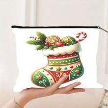 9 piezas, bolsa de maquillaje con estampado de muñeco de nieve y hombre de jengibre navideño y calcetines navideños, bolsa de cosméticos con cremallera y bolsa de artículos de tocador, estilo bohemio, bolsa de medicina reutilizable con tema de dibujos animados, bolsa para lápices, bolsa de almacenamiento, para la escuela, decoración del hogar de verano, bolsa de aperitivos, 9 pulgadas x 6 pulgadas