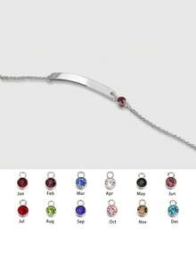 1PC Custom Birthstone Text Bracelet, Personalized Bar Bracelet, Stainless Steel Fashion Jewelry, Customizable Name Or Text, Custom Name Bracelet, Custom Jewelry, Custom Bracelet, Couple Bracelet, Customizable Items, Boyfriend Gift, Gift For Mom/Her, Birthday Gift, Dad Gift, Christmas, Halloween Personalized Gift - Multicolor - View 8