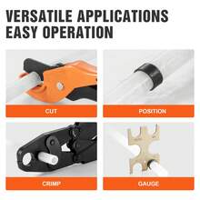 Herramienta de crimpado  PEX, herramienta de crimpado PEX combinada de cabezal doble para anillos de crimpado de cobre PEX de 1/2" y 3/4", herramienta de crimpado de plomería compacta con calibre Go/No-Go, mandíbula bien pulida, cumple con las normas ASTM F1807 - 1/2" y 3/4" - Ver 6