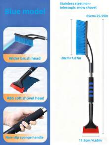 Dual Blades, Anti-Slip Grip, ABS Soft Shovel Head - Essential For Driveway & Car Winter Snow Removal - Multicolor - View 7