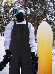 LEIFENSH 男式黑色户外背带裤、滑雪裤、滑雪服 - 黑色 - 查看 2