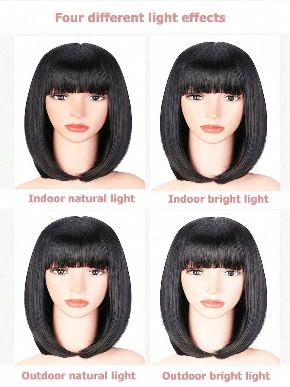 20 Inch Short Black Wave Medium Long Wig With Liu Hai Women Cosplay Wig Natural Daily Use, Holiday Halloween Use