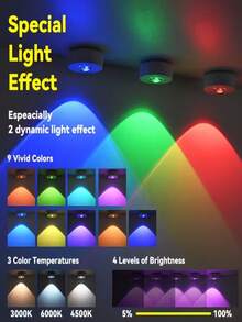 Bộ 6 đèn LED/3 đèn LED/1 đèn LED tủ, đèn ngủ tròn đổi màu RGB, đèn chiếu LED có điều khiển từ xa, đèn tủ chạy bằng pin, thích hợp cho tủ quần áo, tường phòng ngủ, tủ, hành lang. - trắng - Xem 5