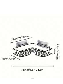 رف تخزين زاوي لاصق متعدد الاستخدامات، مناسب للحمامات والمطابخ والمستحضرات التجميلية والمنتجات الصحية، ديكور الحمام، تخزين الحمام، ديكور الخريف، موسم العودة إلى المدرسة، أصناف منزلية شبه معبأة باللون الأسود - متعدد الألوان - مشاهدة 5