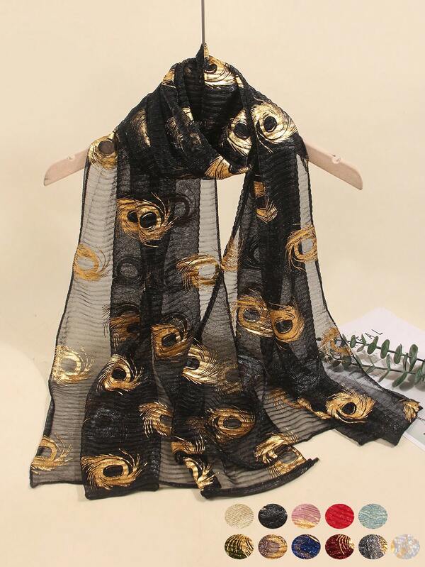 1pc Women's Metallic Shiny Scarf/Shawl/Headscarf/Beach Wrap, Suitable For Beach, Vacation And Daily Life, Adding Highlights To Your Style, All Season