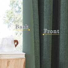 2025  Bedroom Curtains 2 Panels Sets Faux Linen Textured, Pinch Pleated Room Darkening Light/Heat Blocking Window Drapes Thermal Insulated For Living Room, Angora, W50 X L108, 2 Panels - 灰綠色 - 查看 8