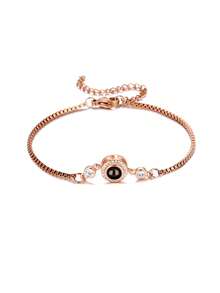 Customized Photo Bracelet, Minimalist Stainless Steel Adjustable Box Chain Bracelet, Photo Projection Jewelry Accessory For Women, Anniversary, Necklace, Minimalist, Casual, Cute, Customized, Personalized, Unique, Ideal Gift For Girlfriend, Mother, Family, Friend, Daughter, Anniversary, Valentine's Day, Mother's Day, Birthday, Graduation, Daily Wear, Wedding, Prom, Personalized Jewelry, Christmas Gift - Multicolor-box Chain - View 9