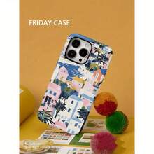 Blue Summer Style Phone Case, Compatible With IPhone 17, 17 Pro, 16 Pro Max, 15 Pro, 13, 11, 12, XS, 8 Plus, 7, Glossy 2-In-1 Phone Case, Double Happiness Blue Glitter, Thick Polycarbonate Material, Ideal For Holiday Gifts, Christmas And Halloween Phone Case - Multicolor - View 3