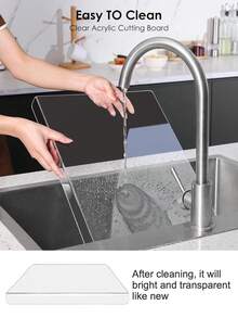 1块亚克力厨房砧板，大号透明砧板，厨房台面砧板，蔬菜水果砧板，透明砧板，食物切割垫，桌垫保护垫，熟食砧板 - 彩色 - 查看 9