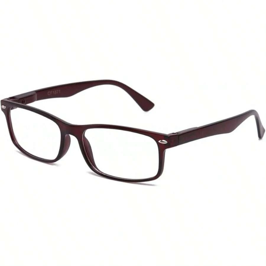 Lens Rectangle Frame Non Prescription Glasses - Fashion - 棕色 - 查看 1