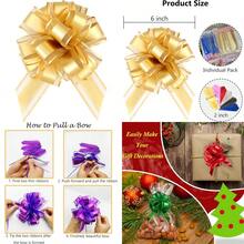 Jefyghe 6 PCS Large Pull Bows 6 Inch Gold Bows For Gift Wrapping Wedding Basket Decorated Birthday Party Gift Boxes And Flower Decorations