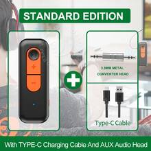 VAORLO 二合一蓝牙5.4音频接收器/发射器，3.5mm AUX接口，HIFI立体声车载音乐无线音频适配器，带麦克风，适用于电脑、电视、飞机扬声器、蓝牙耳机 - 彩色 - 查看 14