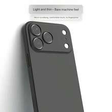 1pc Black Sandstone Phone Case, Compatible With IPhone 17/17 Pro/17 Pro Max/17 Air/16/16E/16 Pro/16 Pro Max/15/14/13/12/11. Soft And Comfortable Touch, Anti-Slip And Sweat-Proof, Wear-Resistant And Scratch-Resistant, Shock-Proof Protection. Phone Case, Phone Protective Cover - Black-etched Texture - View 4