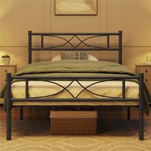 Butterslay 1PC 16.5inch Metal Platform Bed With Slat Support, No Box Spring Needed, Full/Queen Size - 黑色 - 查看 2