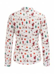 Men's Casual Christmas All-Over Print Long Sleeve Shirt - Multicolor - View 3