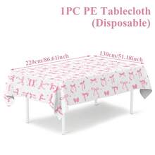 1/3片装粉色蝴蝶结婴儿派对桌布,粉色蝴蝶结设计一次性防水桌布,适合宝宝周岁生日、性别揭晓派对、家居活动装饰、迎婴派对、性别揭晓派对装饰、迎婴派对礼物、餐桌、橱柜、吧台桌布、户外露营野餐桌布,易于清洁 - 粉底蝴蝶結 - 查看 10