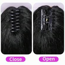 卷曲马尾假发接发爪夹 Yaki 黑色马尾假发接发，适用于卷曲直发夹式马尾假发 - 黑色 - 查看 4