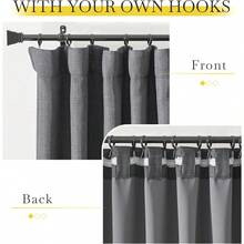 2025  Bedroom Curtains 2 Panels Sets Faux Linen Textured, Pinch Pleated Room Darkening Light/Heat Blocking Window Drapes Thermal Insulated For Living Room, Angora, W50 X L108, 2 Panels - 炭灰色 - 查看 8