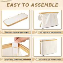 1个可折叠卫生纸收纳盒，也可作纸巾盒、纸巾架、浴室配件、洗衣篮使用，采用600D牛津布制成，配有竹制框架和4根支撑杆，底部防滑，适用于家庭、卧室、浴室，可存放卫生纸、卷纸、玩具等，也适合万圣节、圣诞节、秋季浴室装饰。 - 彩色 - 查看 9