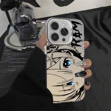 Anime Re:Zero RAM Phone Case For , Black & White Cartoon Design Protective Clear Cover - Plateado - Ver 8