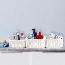 1pc/3pcs Woven White Storage Basket, Multipurpose Organizer Bin For Toys, Cosmetics, Foldable Storage Basket, Desktop Sundries Storage Box, Fabric Storage Container, Basket, Storage Basket, Car Accessories, Kitchen, Bathroom Organizer, Kitchen Accessories, Room Decor, Home Decor, Geometric Woven Boho Baskets, Wood Rattan Plant Pot Holders, Natural Mix Rope Decor For Coastal Vibes Outdoor Spaces - Camel - View 6