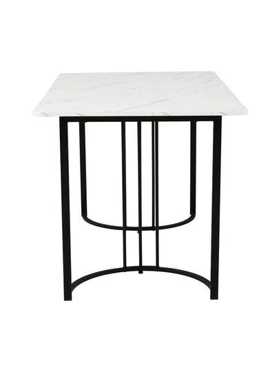 Dining Tafel 140 80 Cm (1 Piece), Moderne Kitchen Table, Metal Frame Rectangular Bloemen Pattern, Adjustable Legs Room Living Room, White/Black view 10