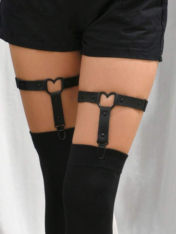 2pcs Women Studded Decor Garter Belt Harness Halloween Valentine's Day Valentines