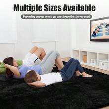 Festival Thanksgiving Christmas Decor Home Rug Living Room 8x10 Fluffy Area Rugs For Living Room,Shag Area Rug For Bedroom,Black Soft Fuzzy Rug Non-Shedding Indoor Plush Carpet For Kids Bedroom Nursery Home Decor - 黑色 - 查看 4