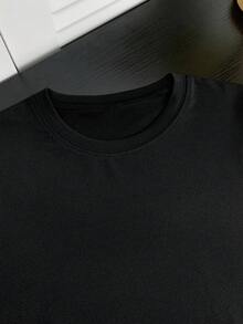 男童休闲圆领短袖T恤，恐龙印花 - 黑色 - 查看 5