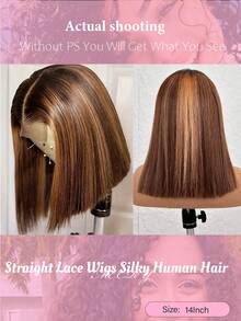 MECRY 200% Density Highlight 13x4 HD Lace Front Human Frontal Hair Wigs For Women P4/27 Bone Straight Glueless Transparent Remy Lace Frontal Wigs 28 30 32 Inch Lace Closure Wig Pre Plucked Colored Wig Blended Hair - S4/27 - View 9