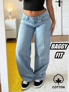 MYOURSA Low Rise Baggy Wide Leg Jeans Streetwear Casual Washed Vinatge Outfits