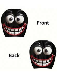 1/2pcs Fun And Quirky Red Lip Smiling Face Printed Car Headrest Cover, Ladies' Car Interior Decoration, Interesting And Practical, Suitable For All Seasons/Suitable For Travel/Daily Commuting, Ideal Gift For Friends And Close Friends