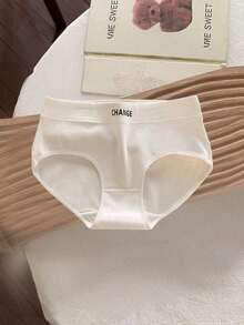 6 piezas de bragas triangulares para mujer, cómodas bragas de cintura media con diseño de letras de unicolor, sin costuras - Multicolor - Ver 8