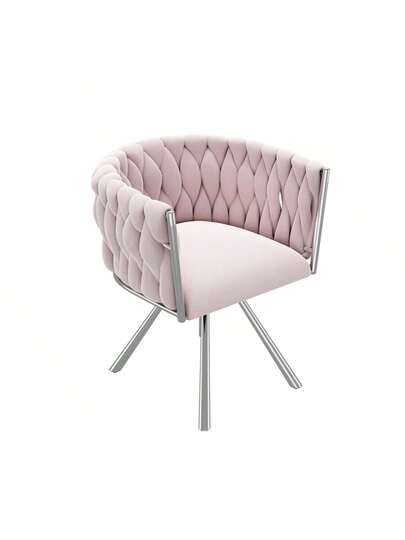 Dressing Chair, Piece, Luxe Swivel Bedroom Leisure Four Metal Support Legs, Roze view 6